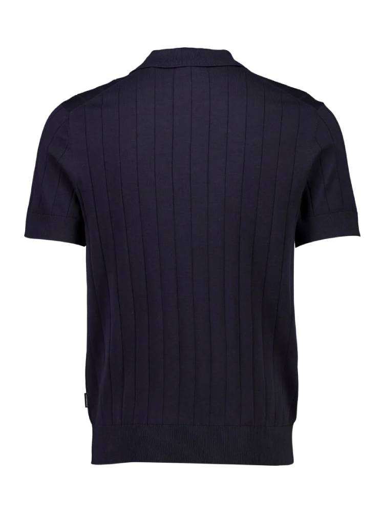 Open collar knitted polo S/S