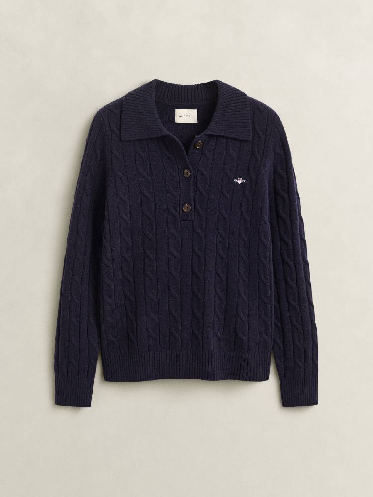 LAMBSWOOL CABLE KNIT RUGGER