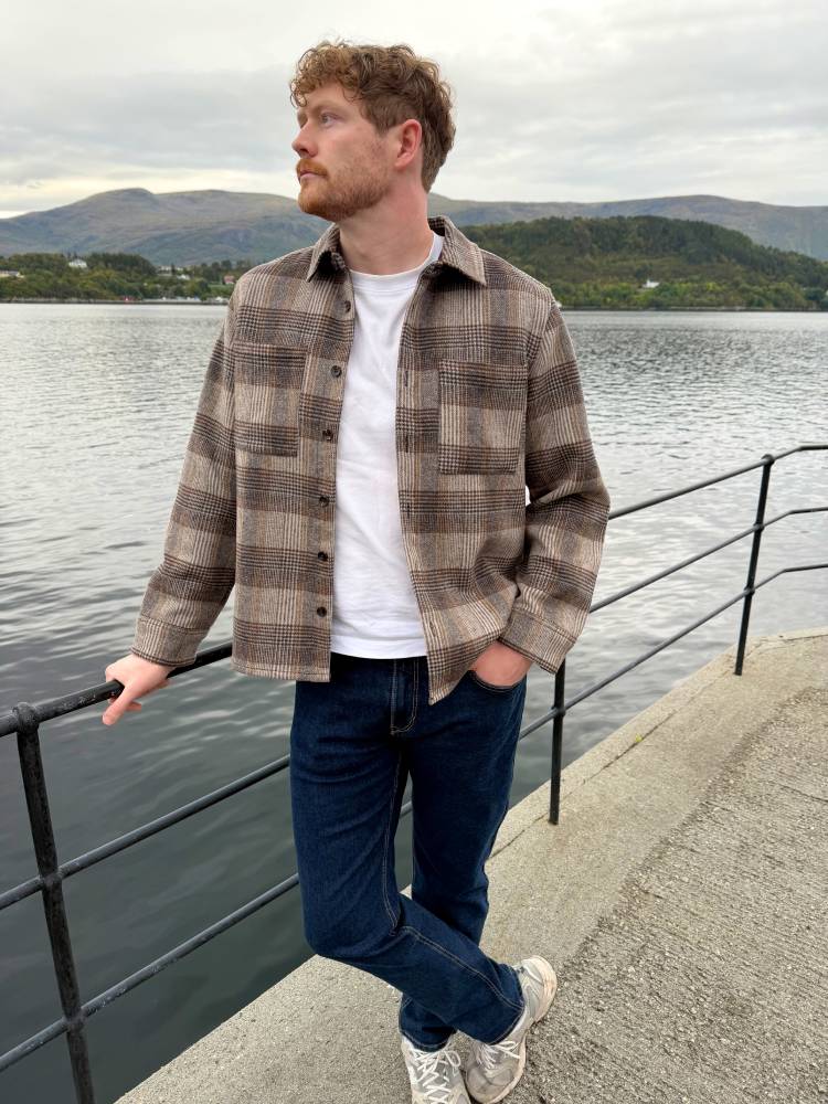 Brushed check overshirt