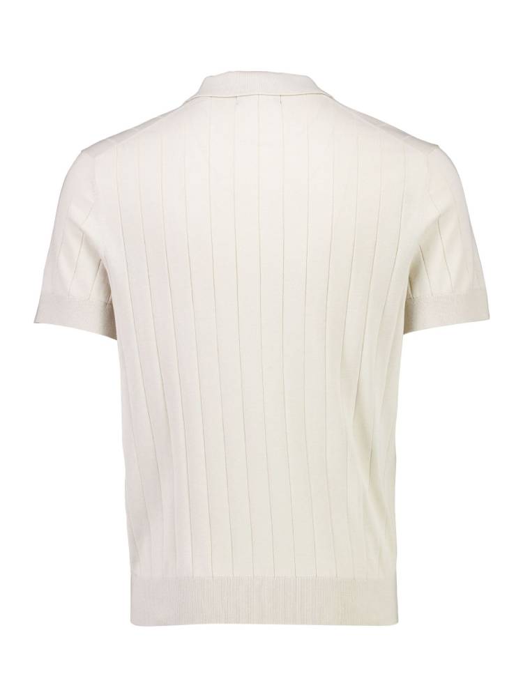 Open collar knitted polo S/S