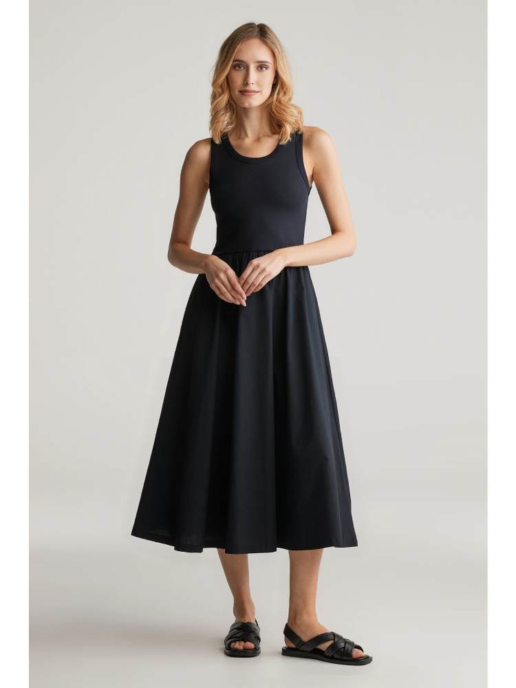 JERSEY WOVEN MIDI DRESS