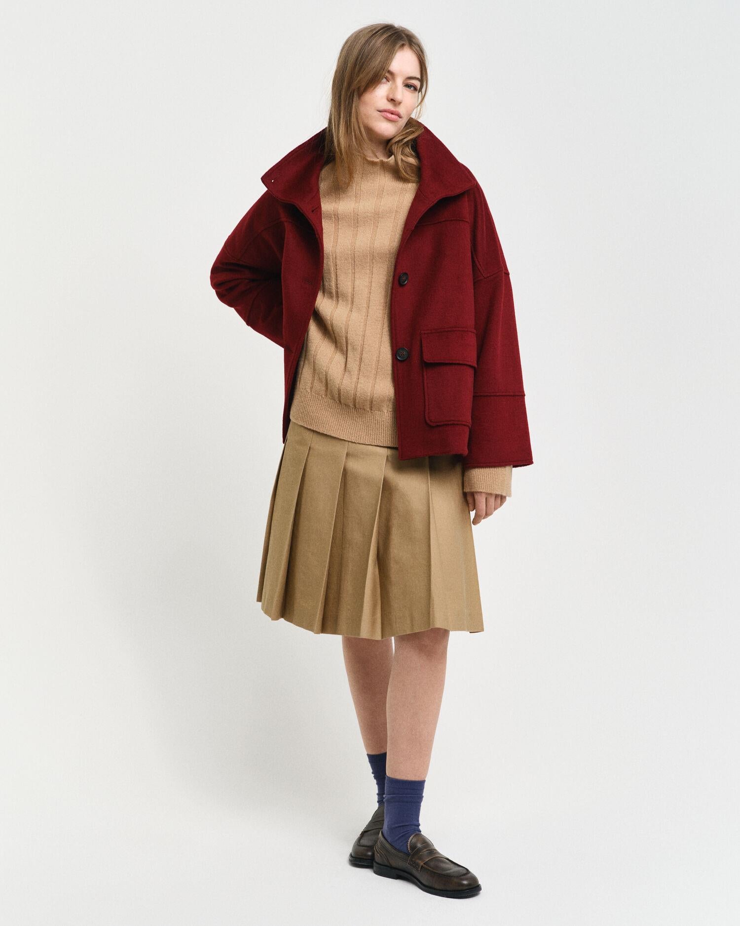 WIDE RIBBED WOOL STAND COLLAR