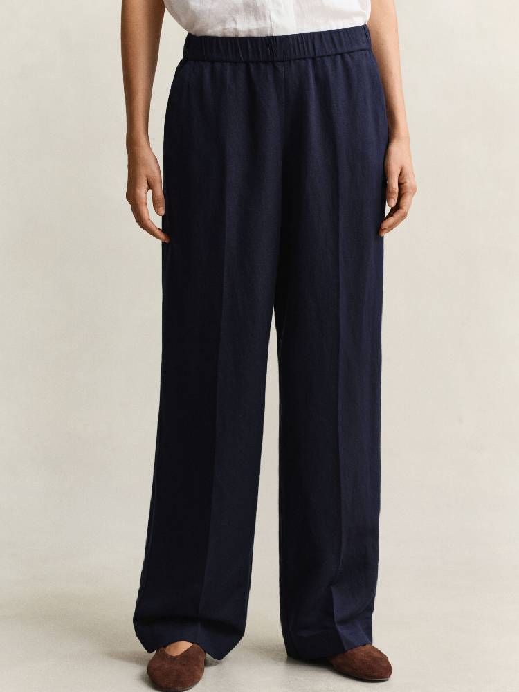 Linen Blend Pull On Pants