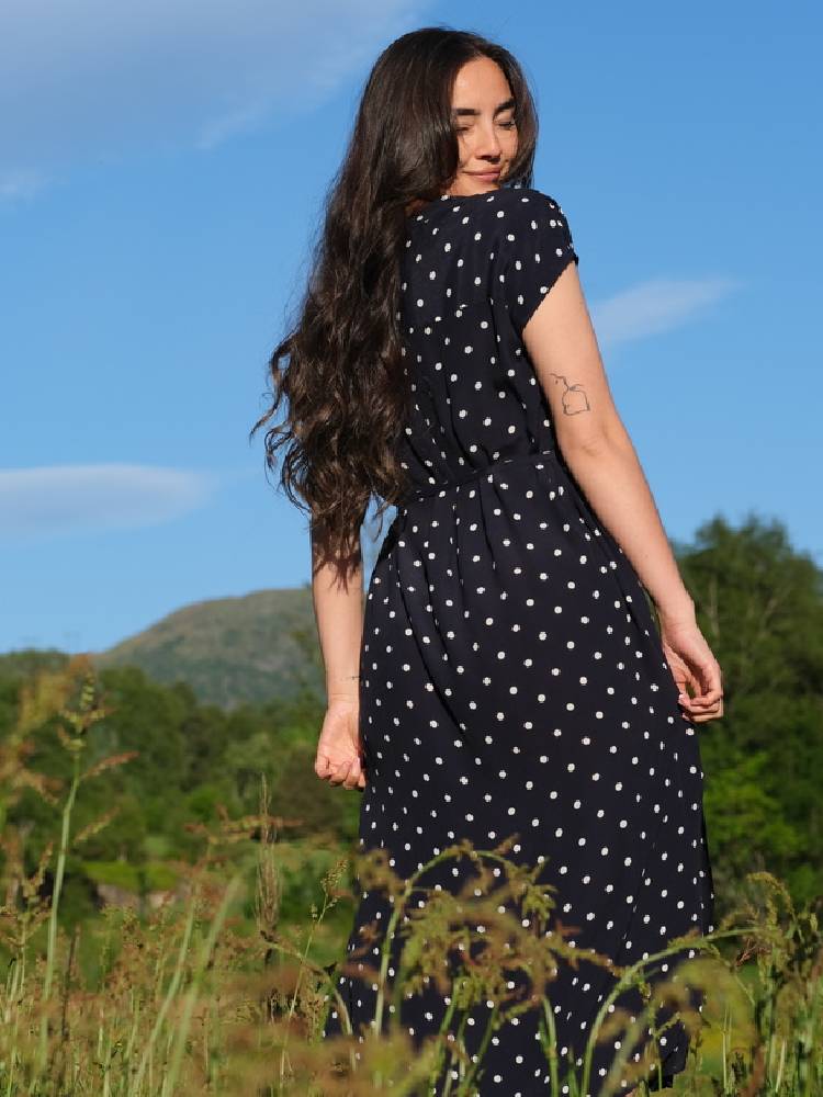 REL DOT PRINT CAFTAN DRESS