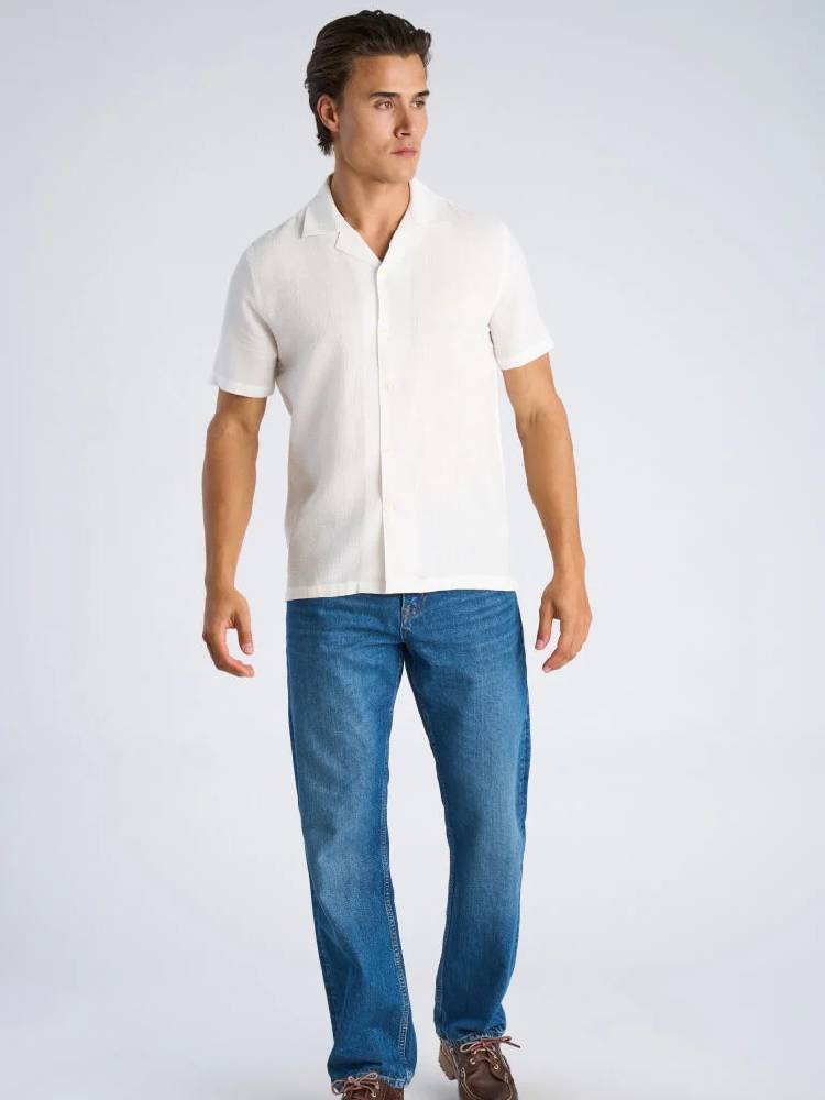 Solid dobby cotton shirt S/S