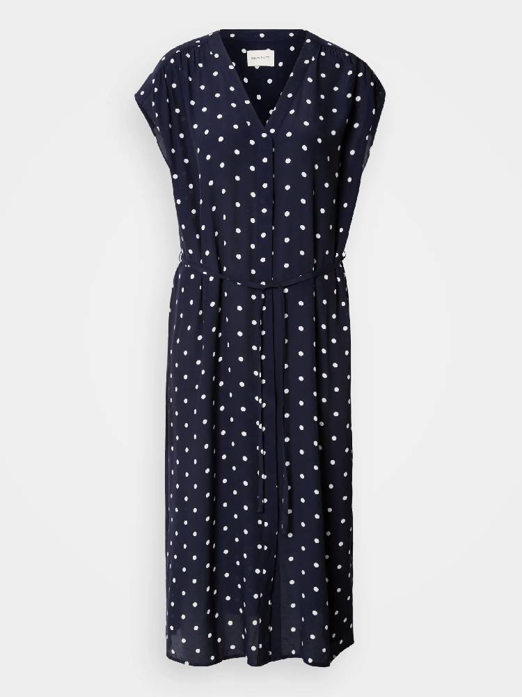 REL DOT PRINT CAFTAN DRESS