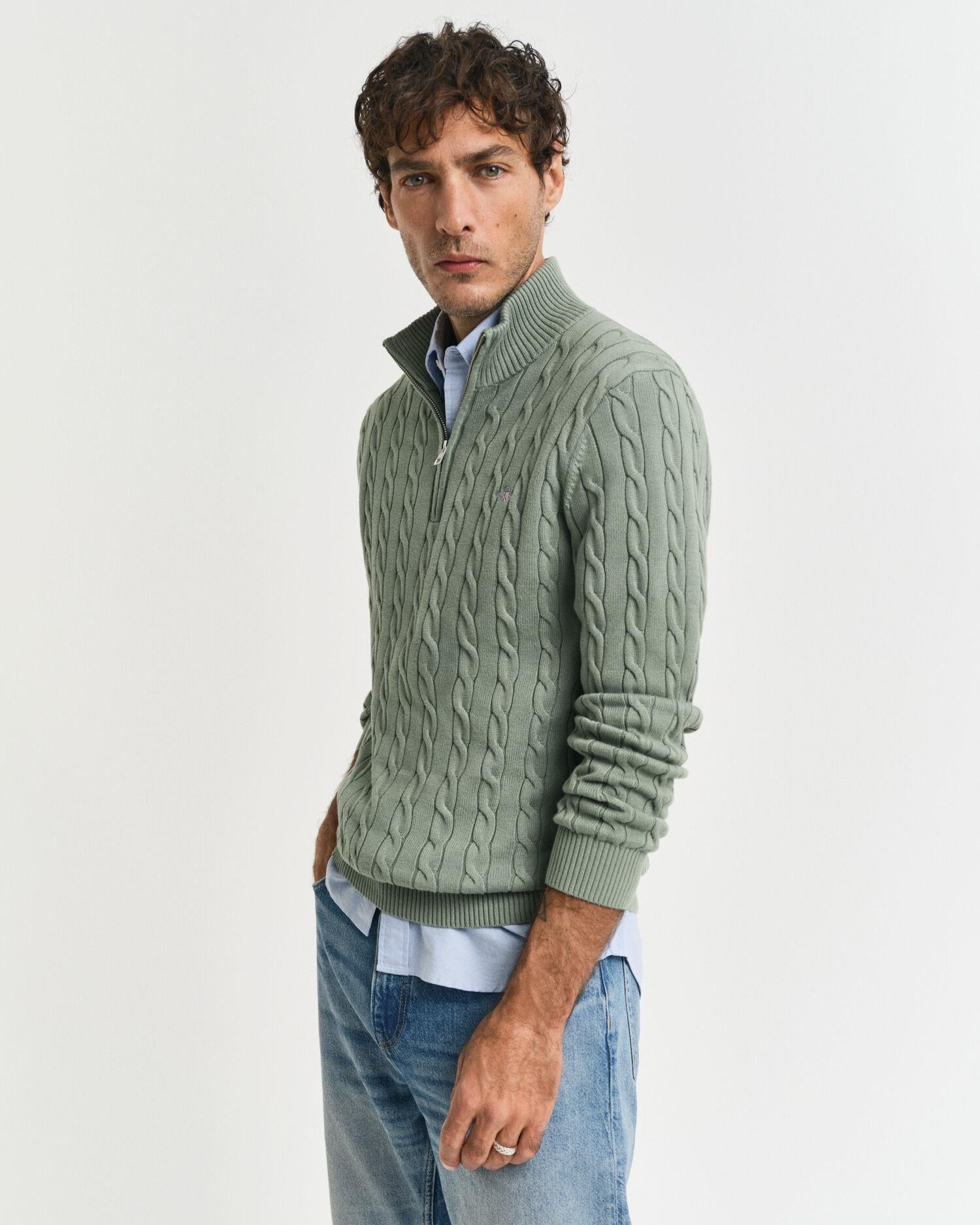 COTTON CABLE HALF ZIP