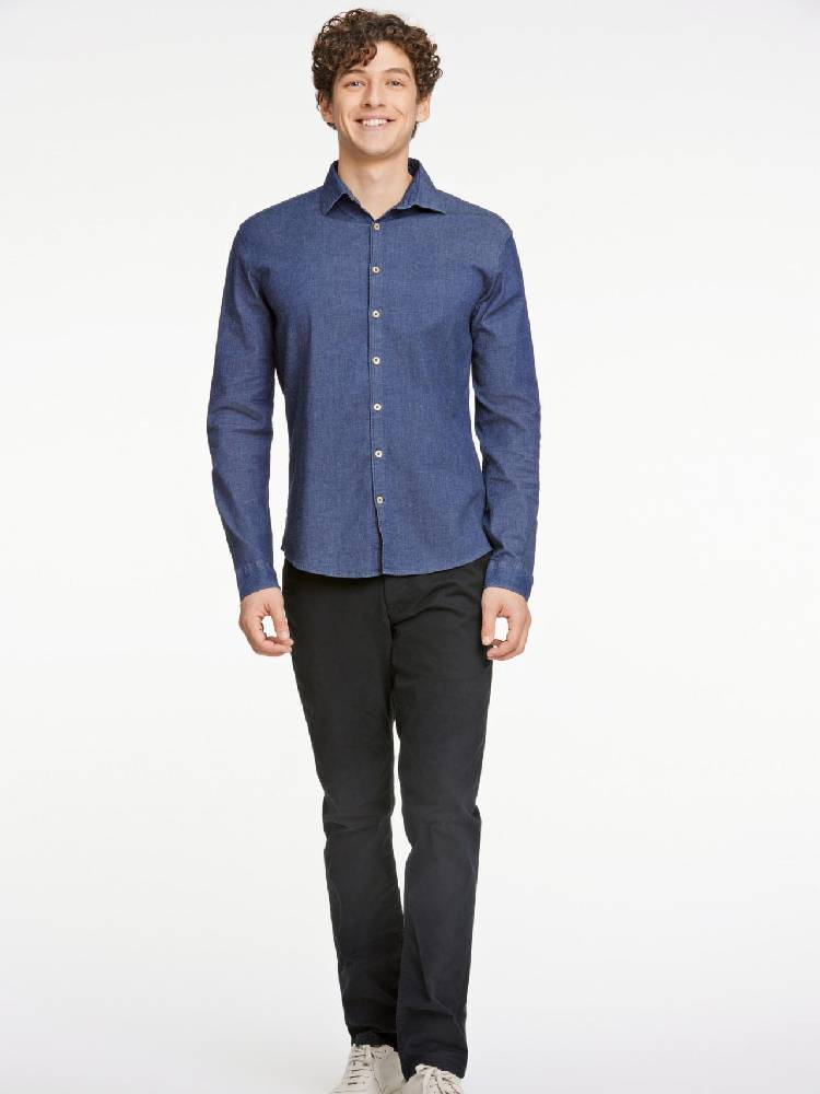 Soft indigo stretch shirt L/S