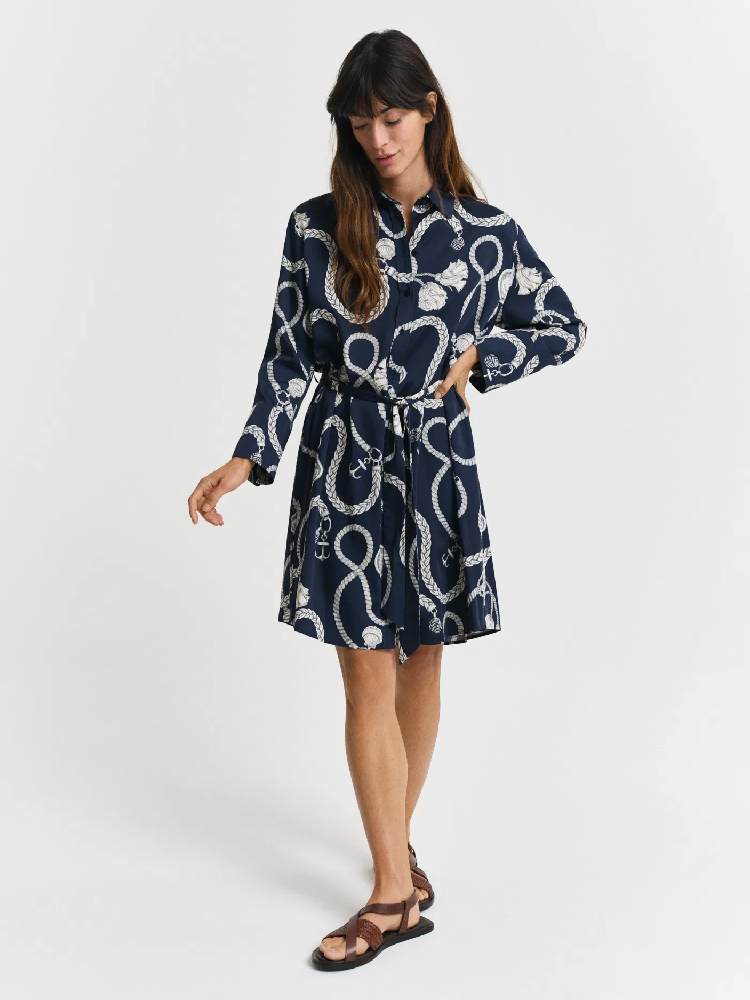 REL SAILING PRINT SHIRT DRESS