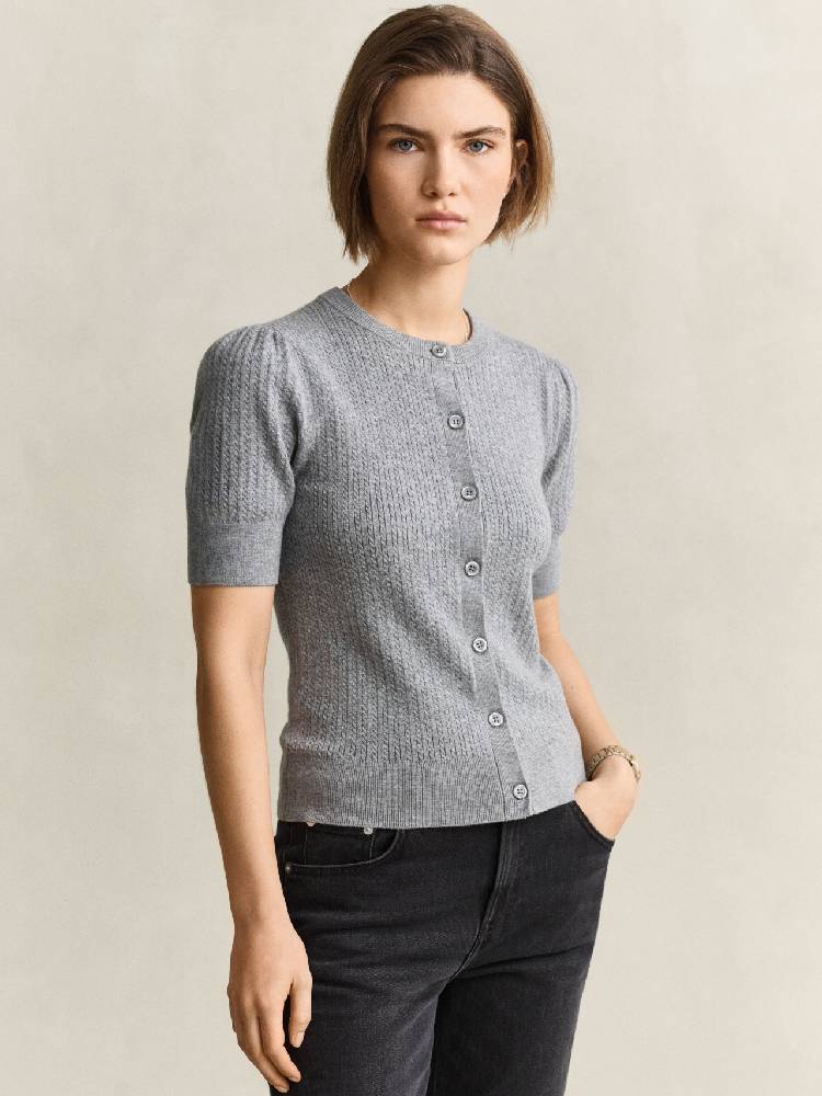 Mini Cable C-Neck Cardigan Ss
