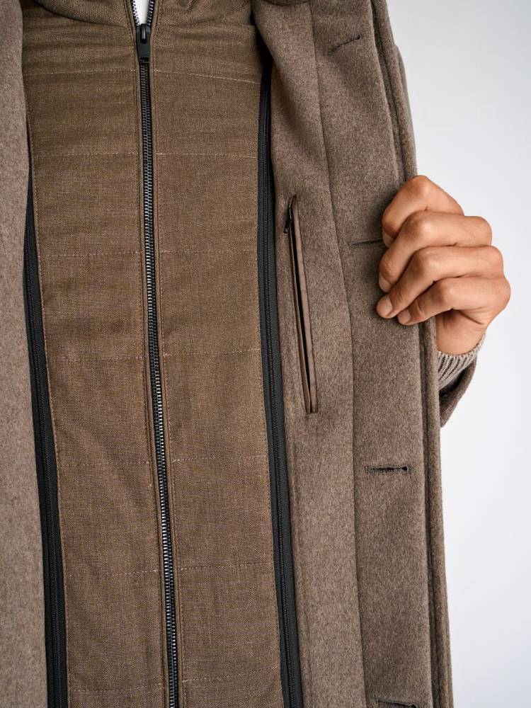 Detachable collar wool coat