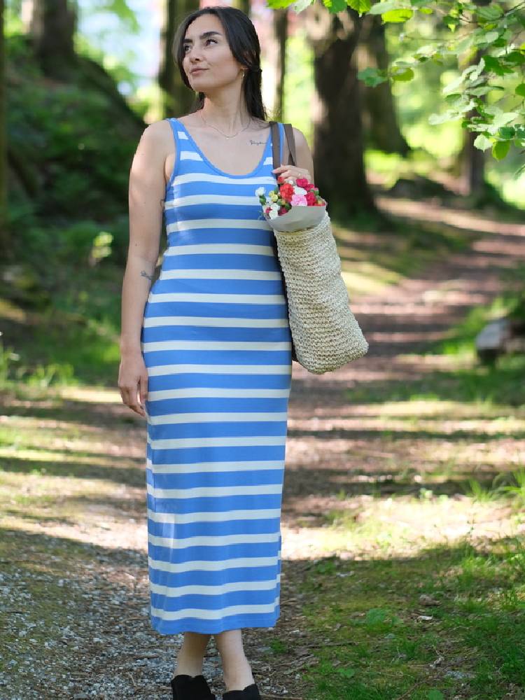 STRIPED TANK TOP JERSEY MIDI DRESS