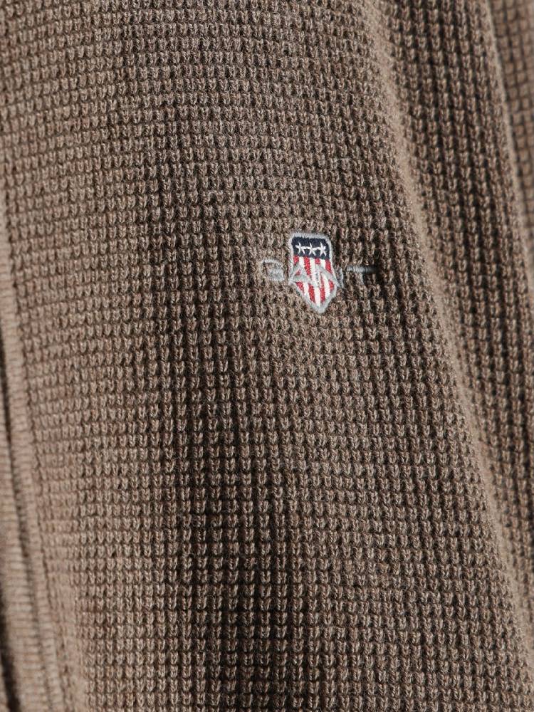 Waffle Knit Zip Cardigan
