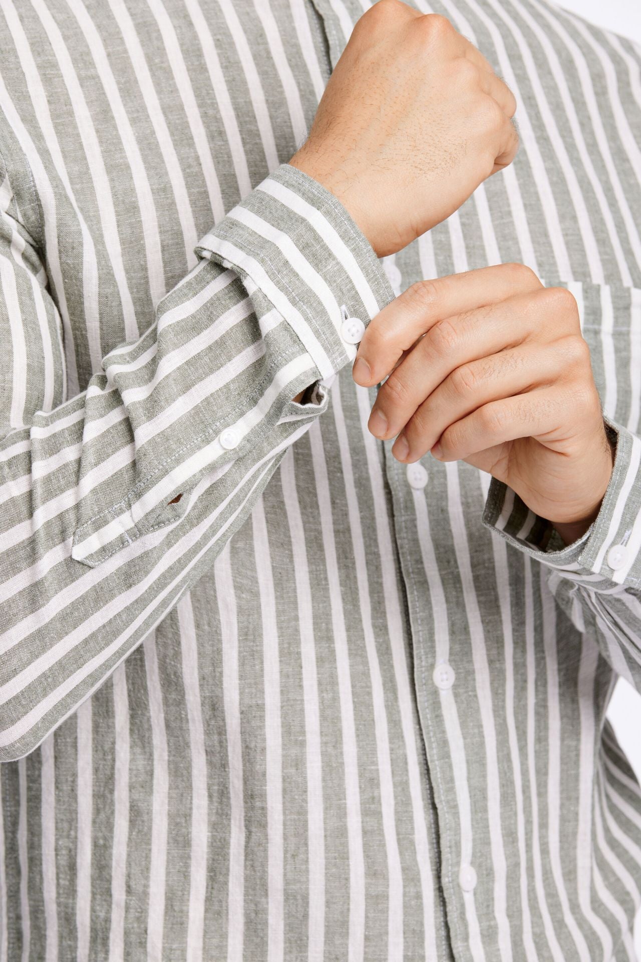 Striped cotton/linen shirt L/S