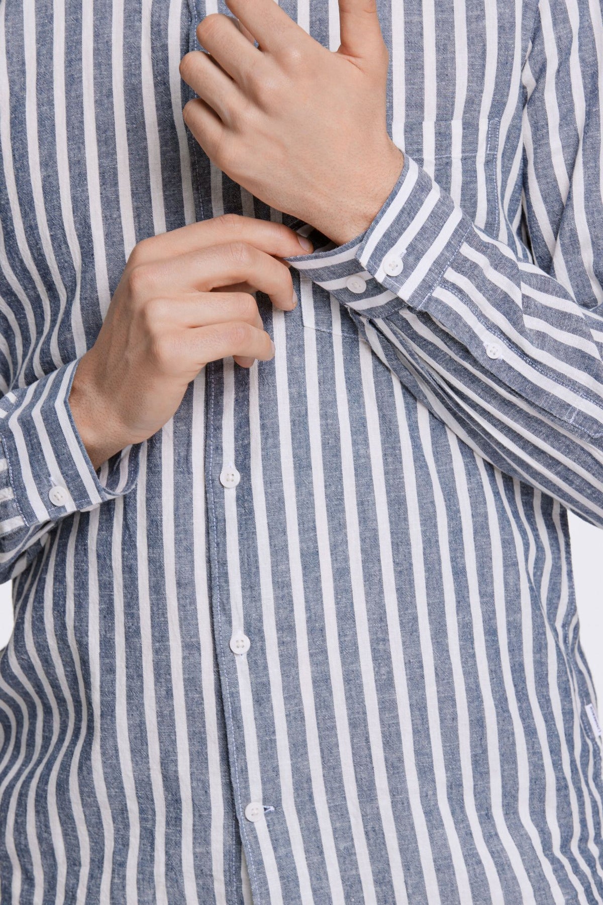Striped cotton/linen shirt L/S