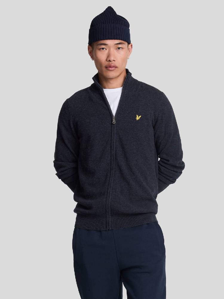 Lambswool Blend Zip Through Cardigan