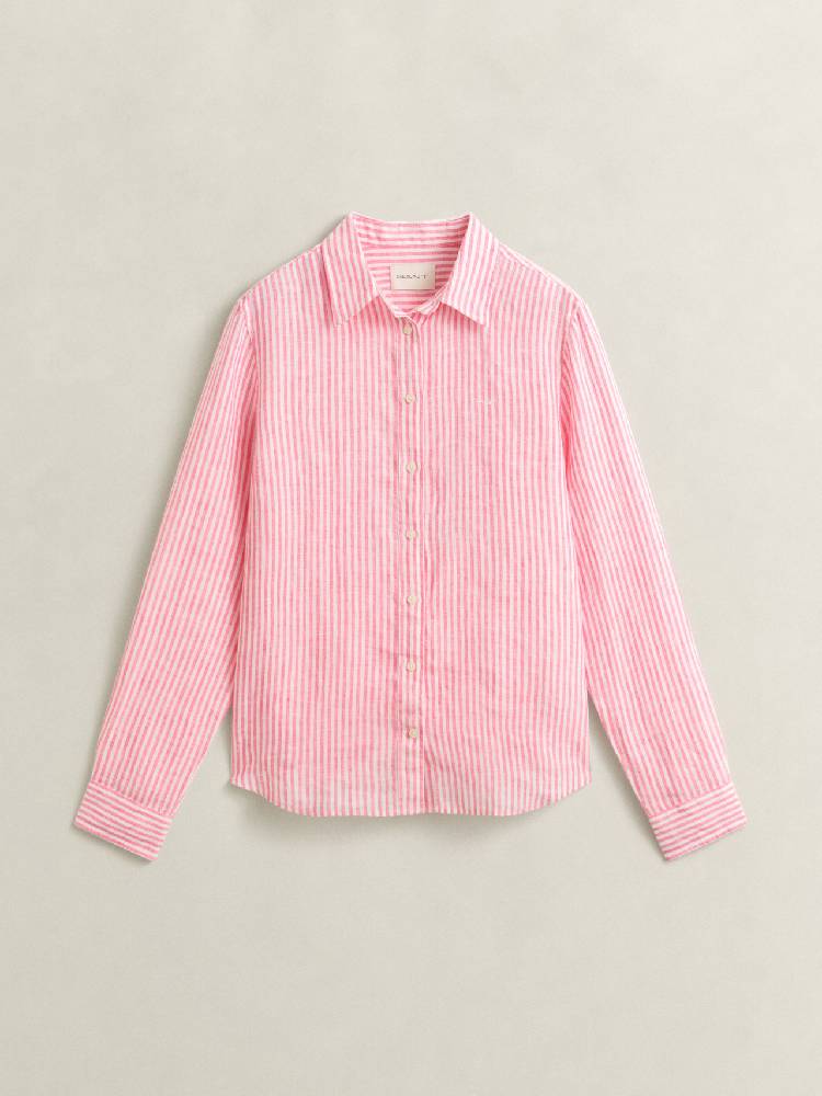 Reg Striped Linen Ls Shirt