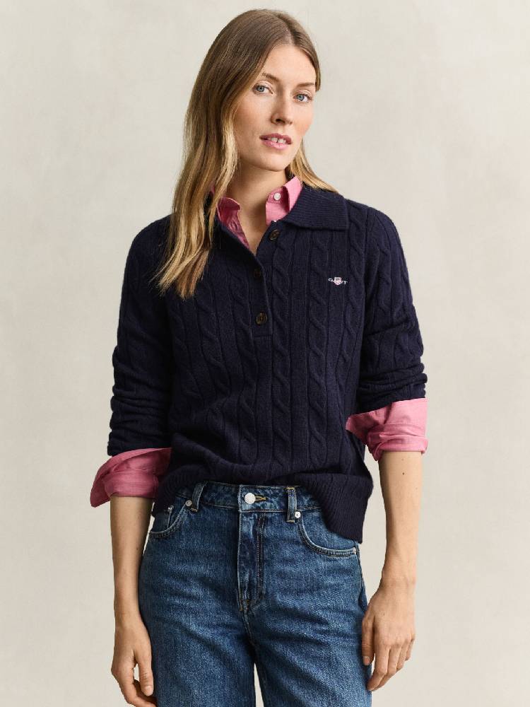 LAMBSWOOL CABLE KNIT RUGGER