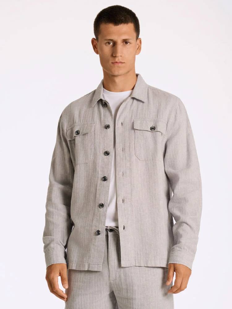 Linen blend overshirt L/S
