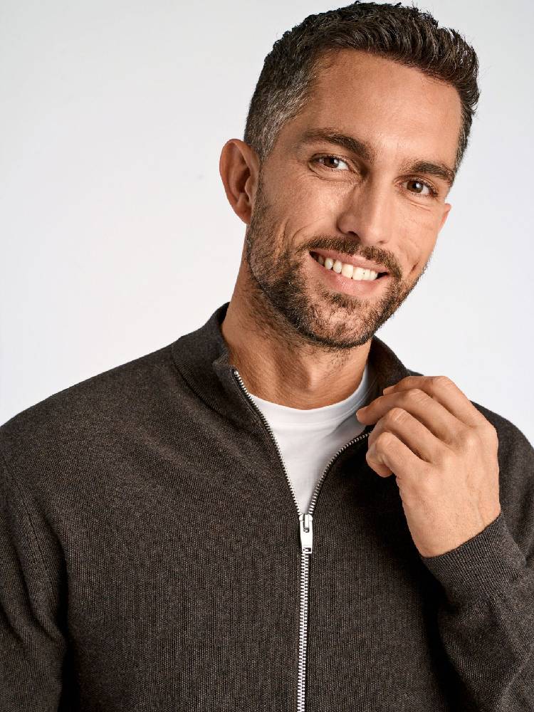 100% merino zip through knit