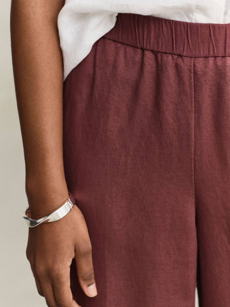 Linen Blend Pull On Pants