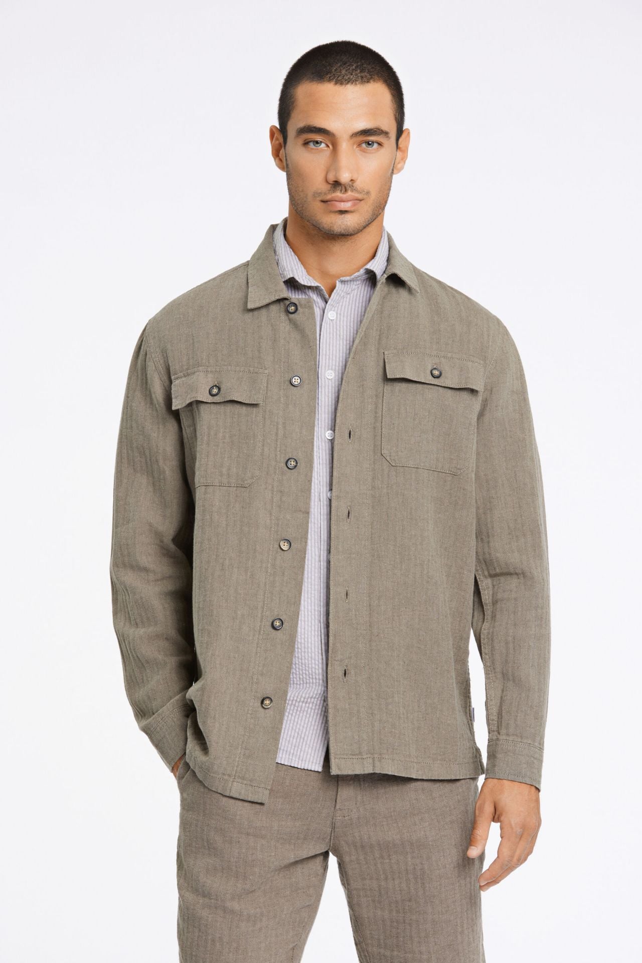Linen blend overshirt L/S