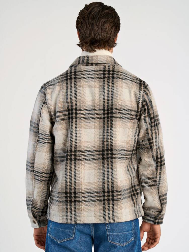 Wool touch check overshirt