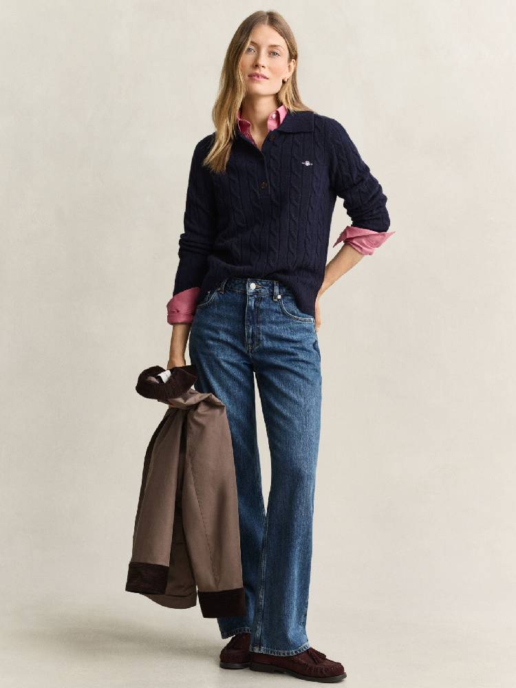 LAMBSWOOL CABLE KNIT RUGGER