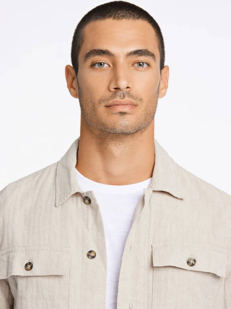 Linen blend overshirt L/S