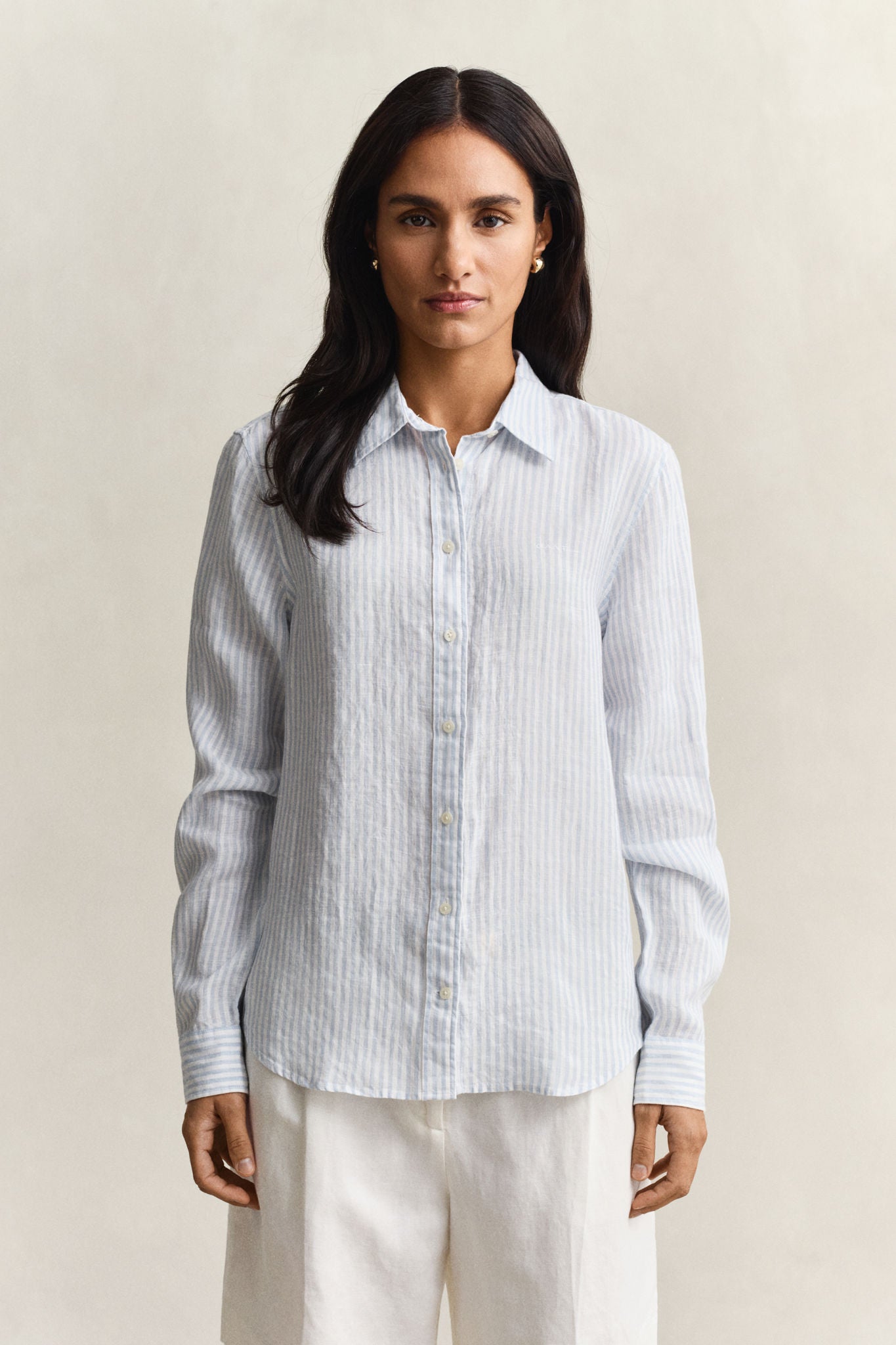 Reg Striped Linen Ls Shirt