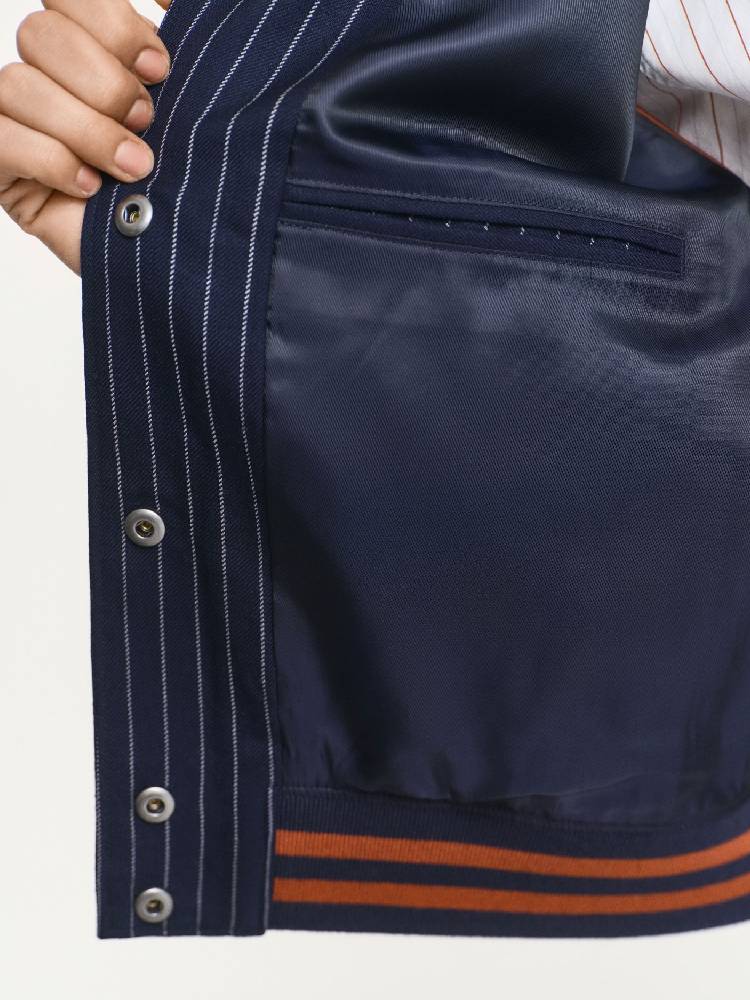 PINSTRIPE VARSITY JACKET