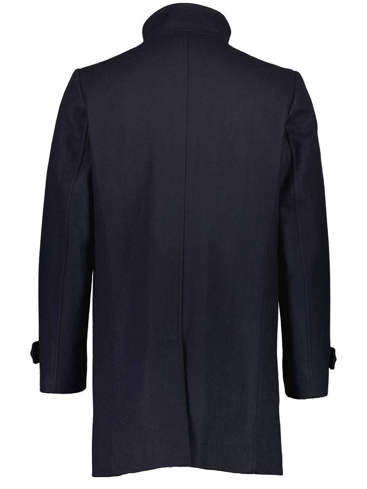 Recycled wool funnel neck coat