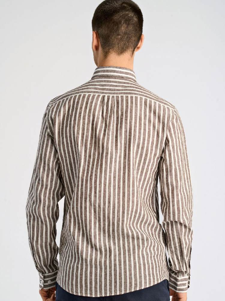 Striped cotton/linen shirt L/S