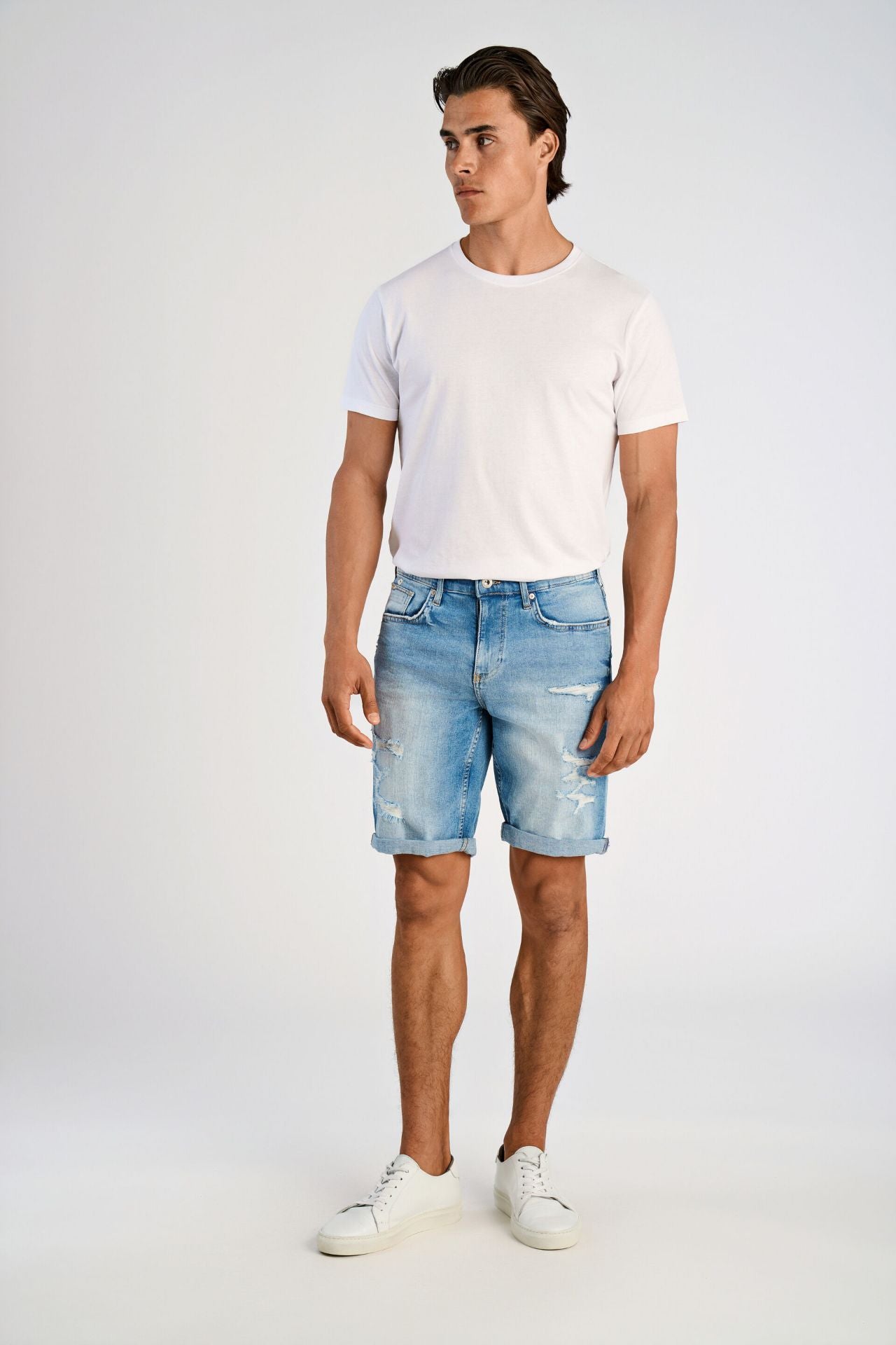 Stretch denim shorts