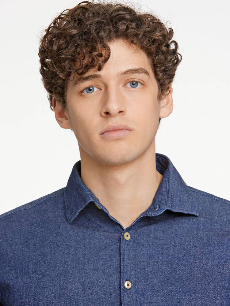 Soft indigo stretch shirt L/S
