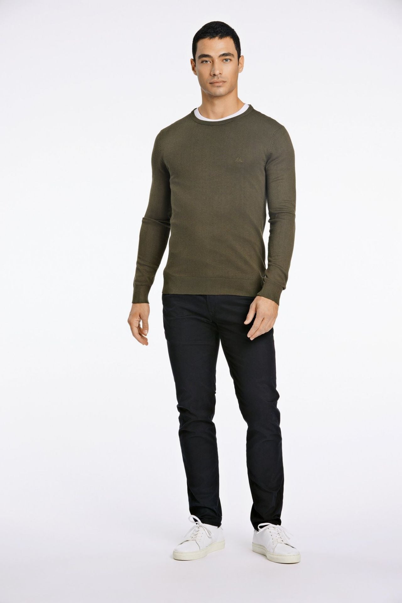 Melange round neck knit