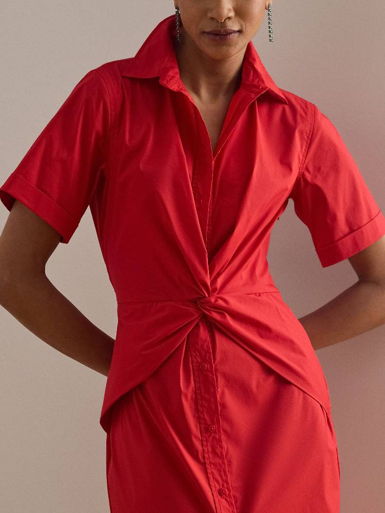 WOVEN-SHIRT DRESS-DRESSES