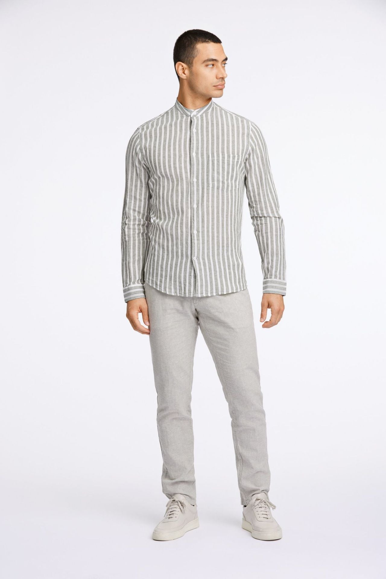 Striped cotton/linen shirt L/S