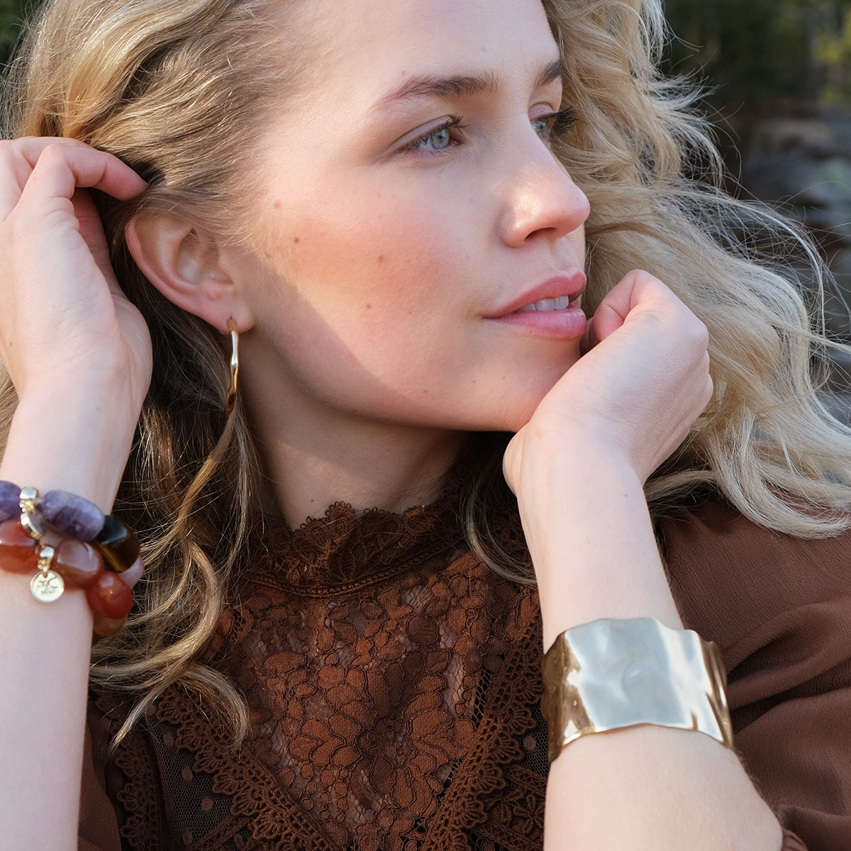 Bracelet, adj. "Sculptured" Cuff, GP