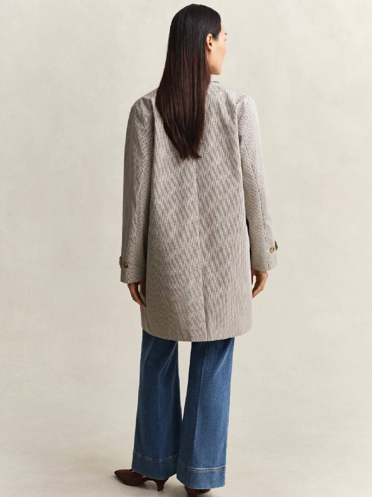 Checked Cotton Blend Car Coat