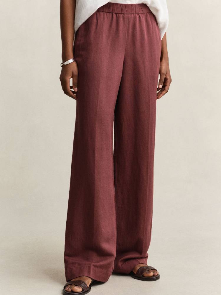 Linen Blend Pull On Pants