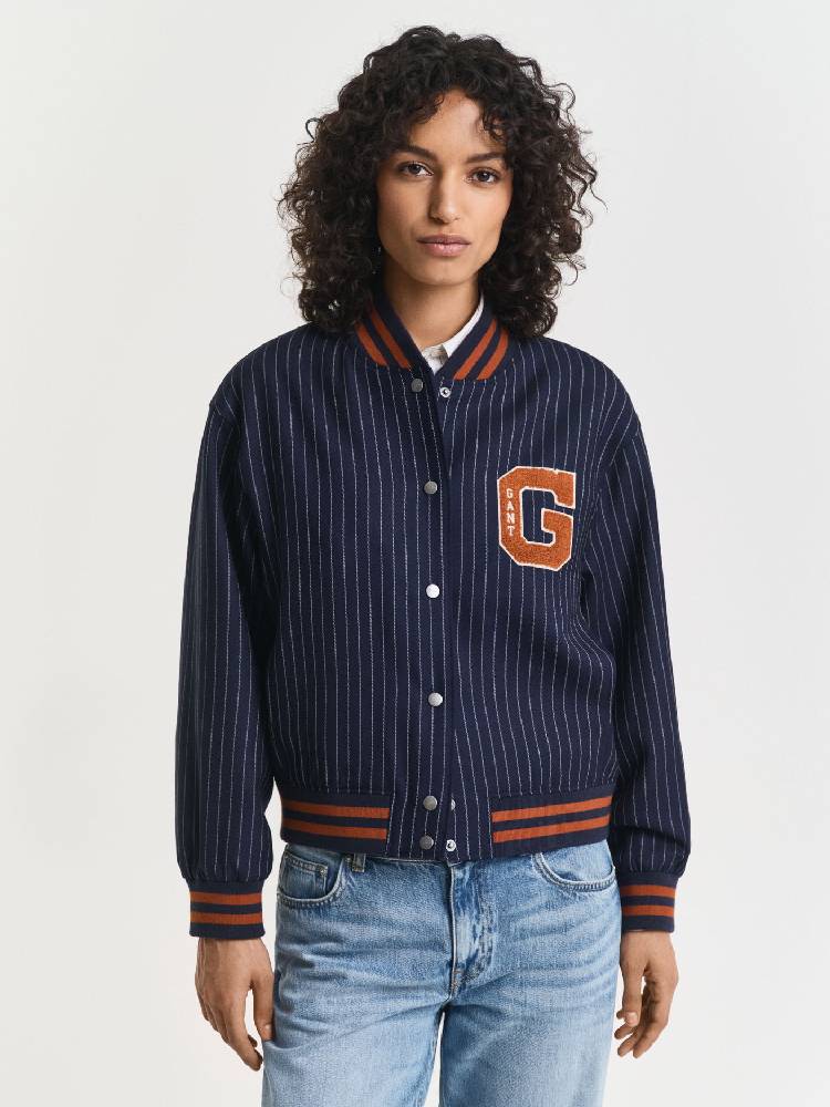 PINSTRIPE VARSITY JACKET
