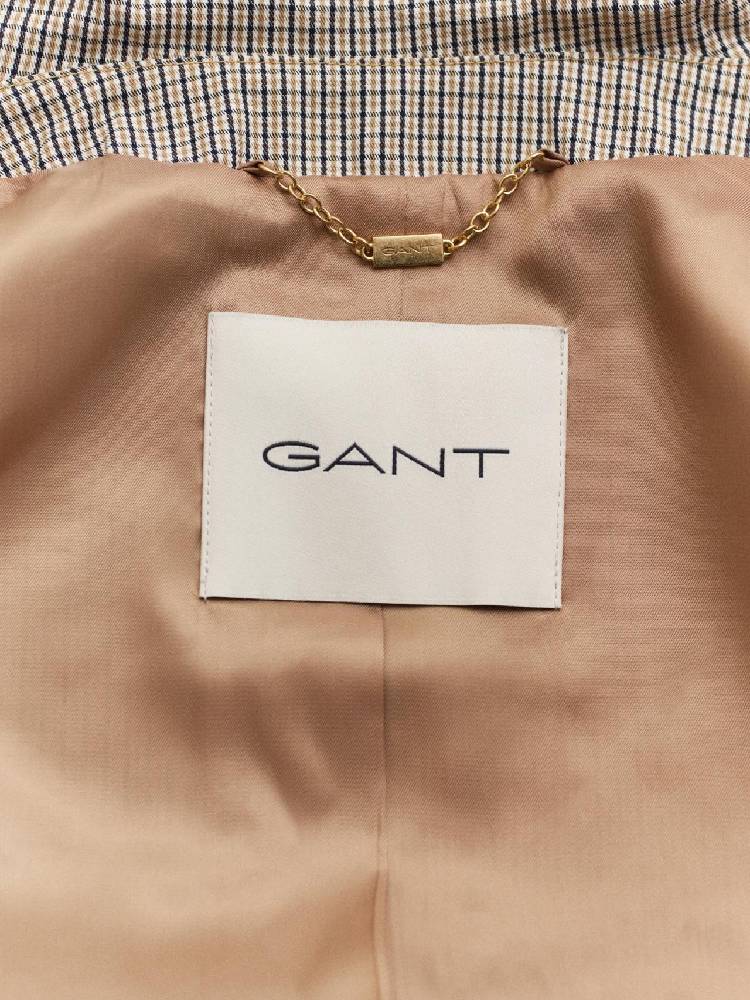 Checked Cotton Blend Car Coat
