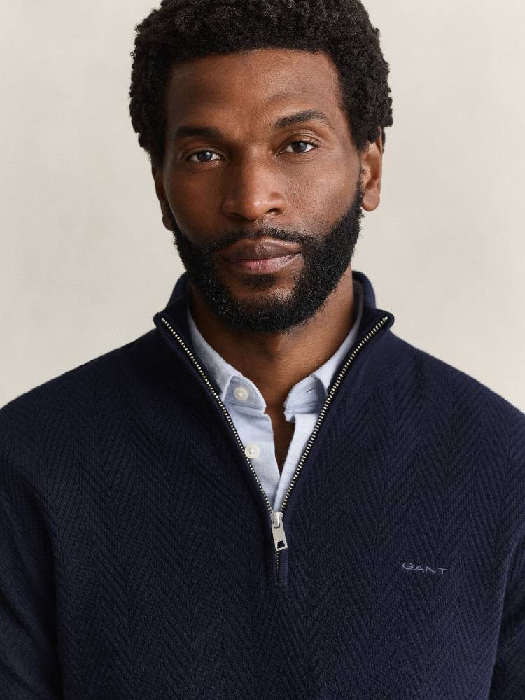 Herringbone Texture Half Zip