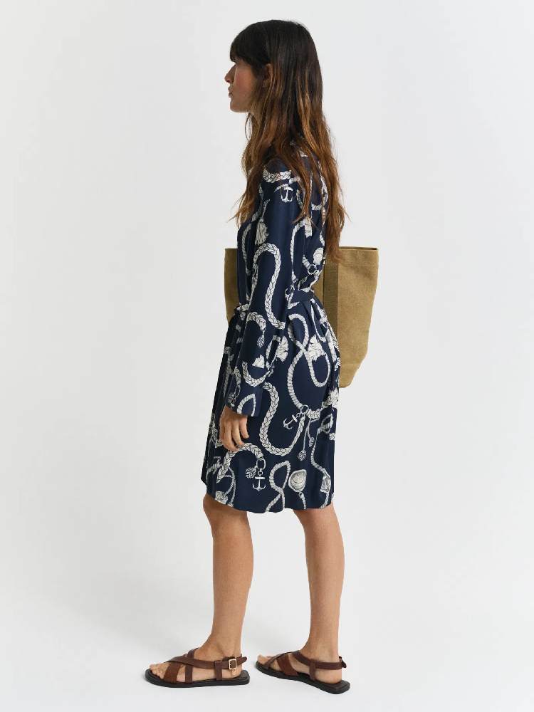 REL SAILING PRINT SHIRT DRESS