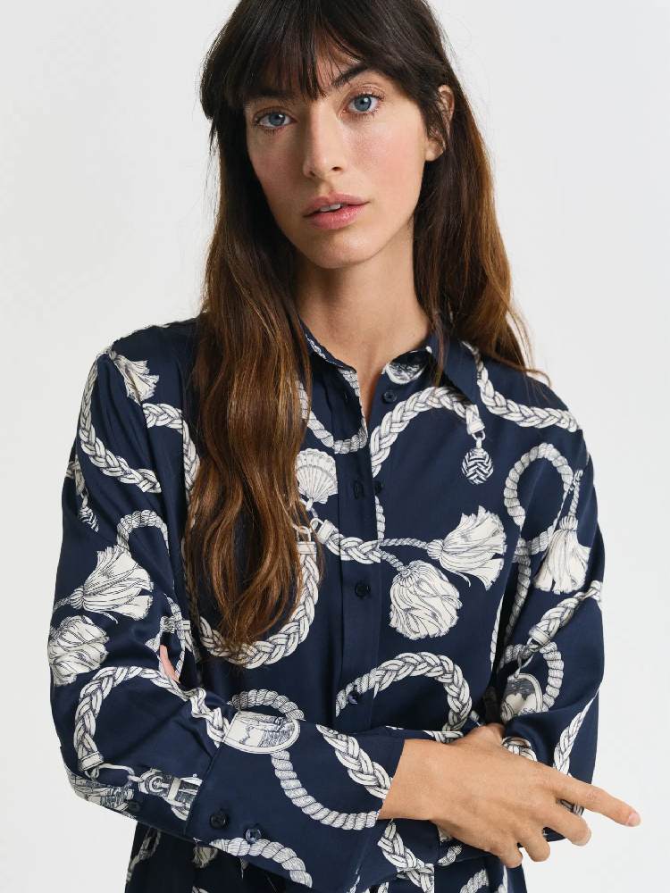 REL SAILING PRINT SHIRT DRESS