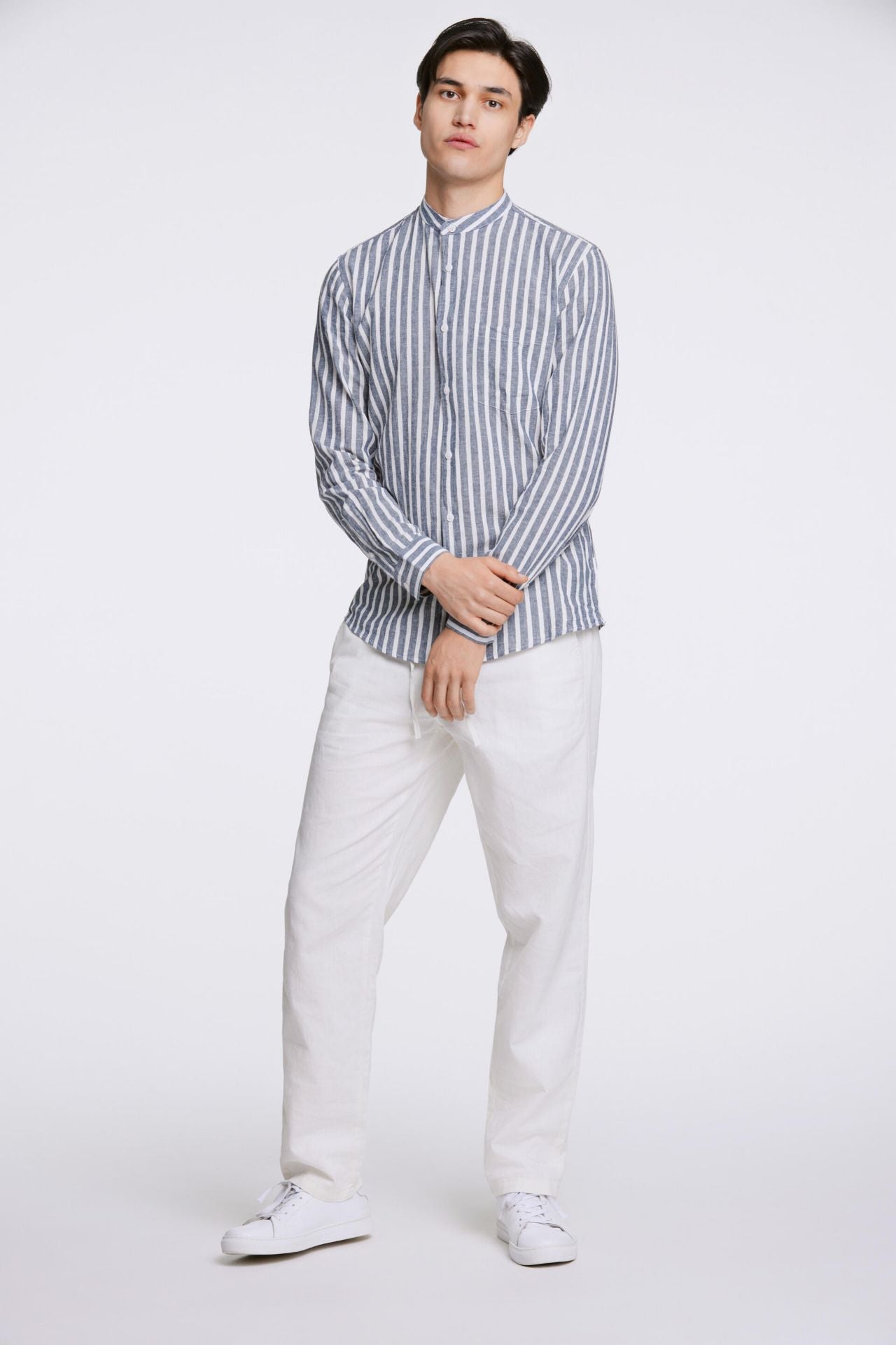 Striped cotton/linen shirt L/S