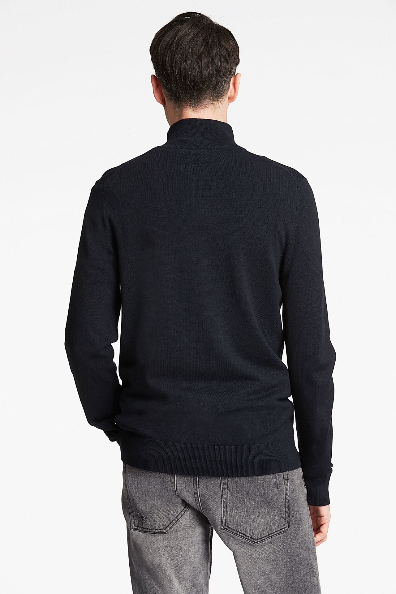 Half zip mélange knit