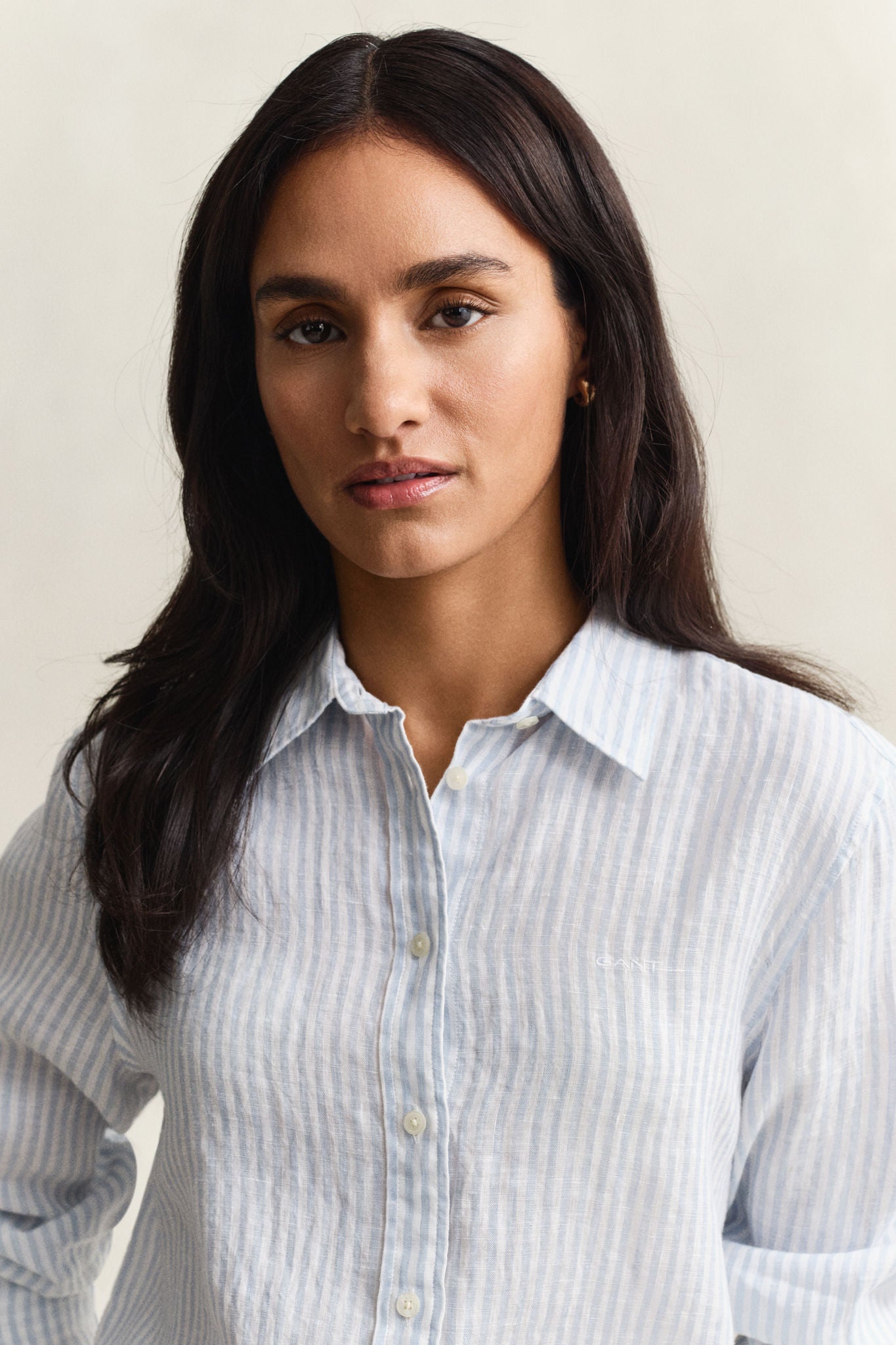 Reg Striped Linen Ls Shirt