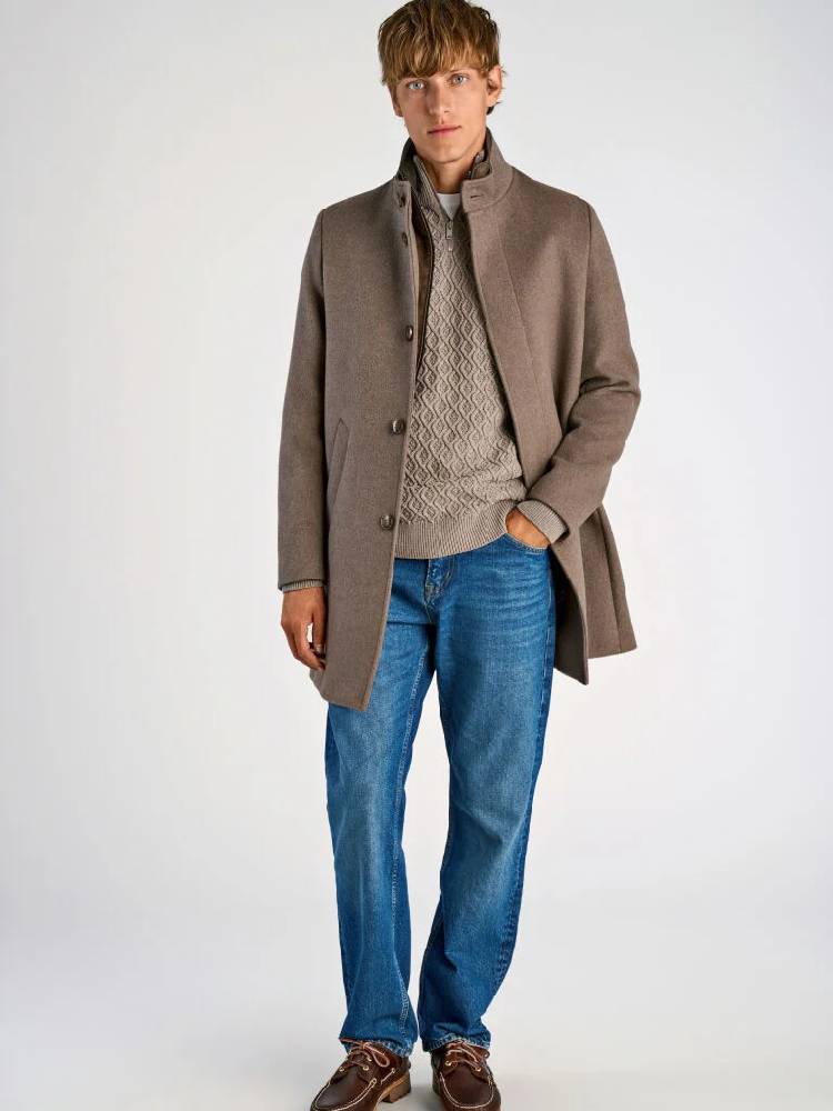 Detachable collar wool coat